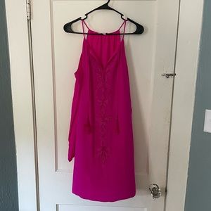 Bright pink Lilly Pulitzer float long sleeve dress